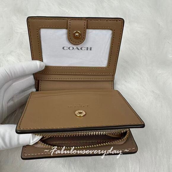 Coach Snap Wallet With Patchwork And Snake Print In Leather/Gold CCR27 NWT - Picture 5 of 6